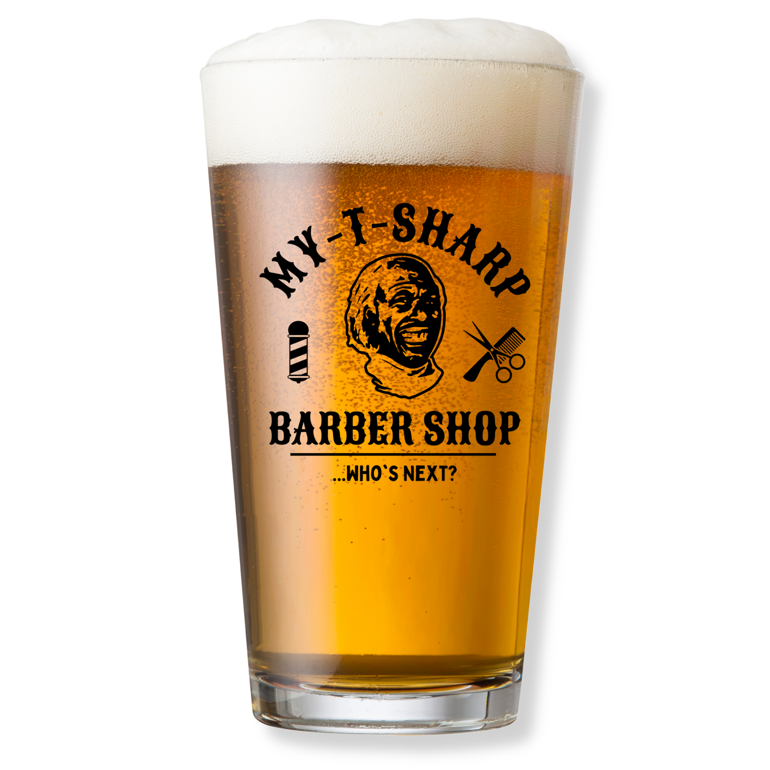 MY-T-SHARP BARBER SHOP PINT GLASS