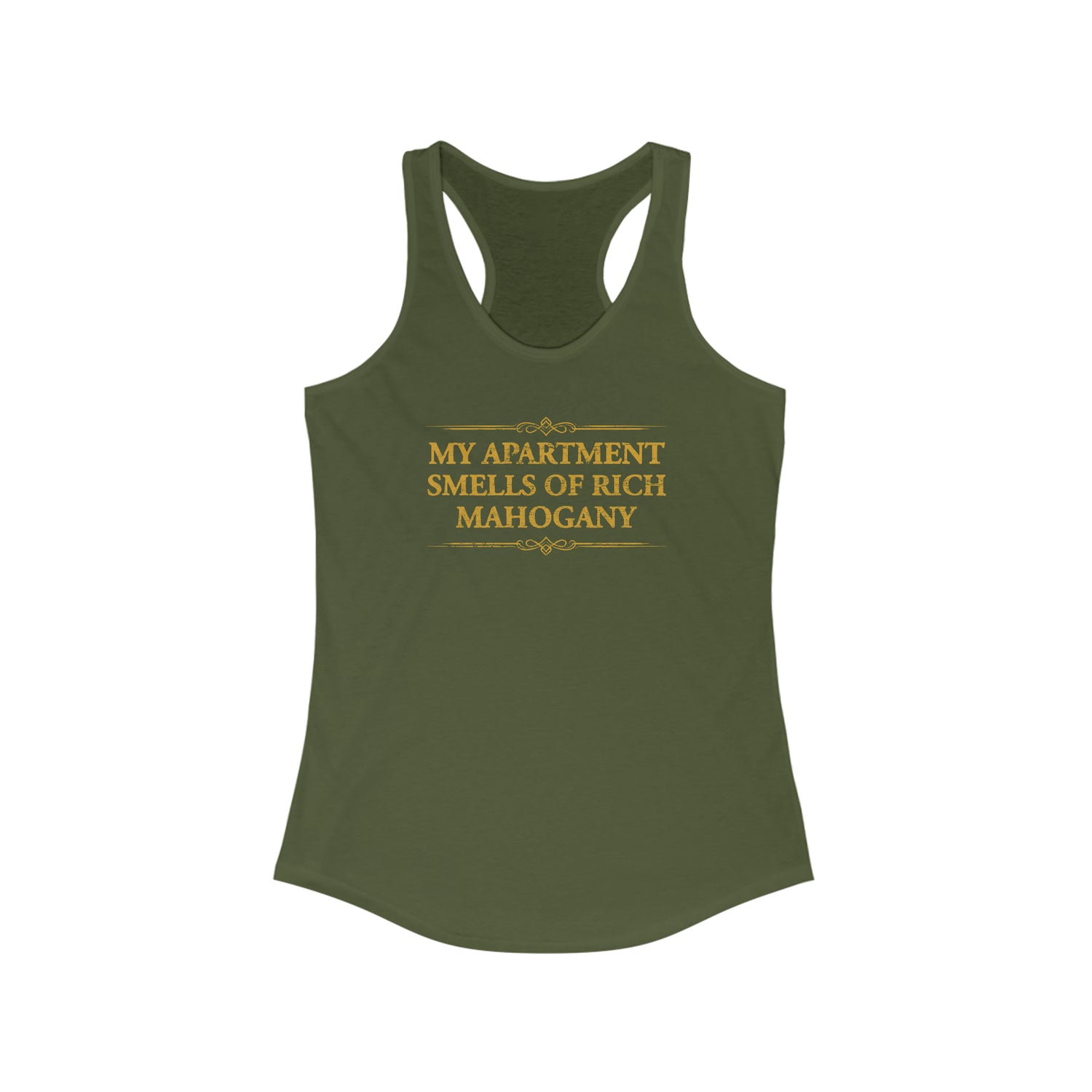SMELLS OF RICH MAHOGANY Women's Racerback Tank Top