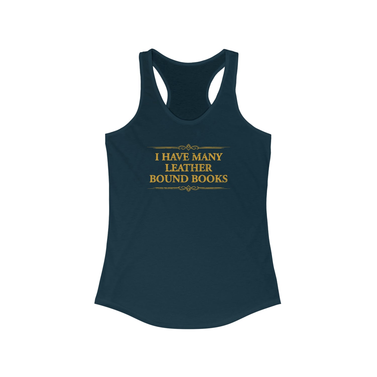 MANY LEATHER BOUND BOOKS Women's Racerback Tank Top