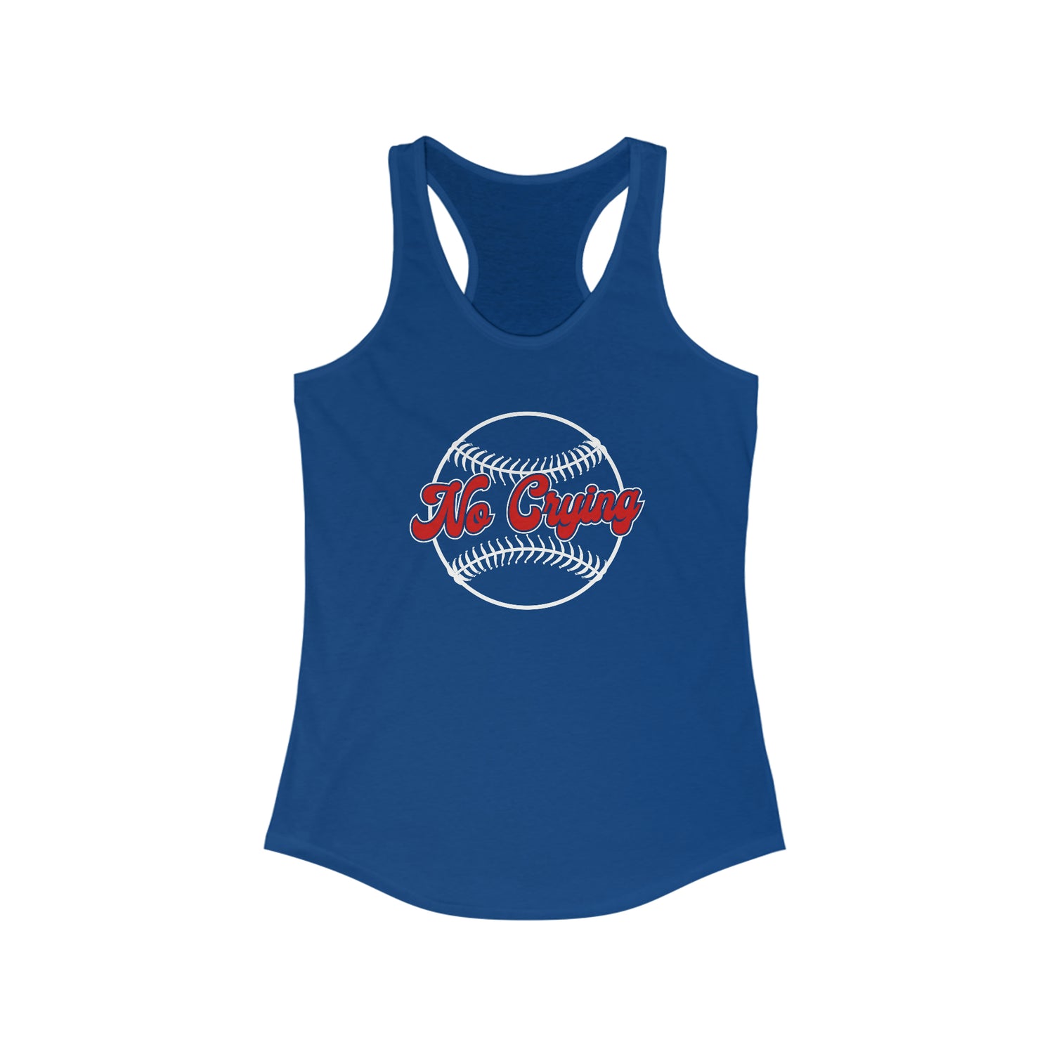 NO CRYING IN BASEBALL Women's Racerback Tank Top