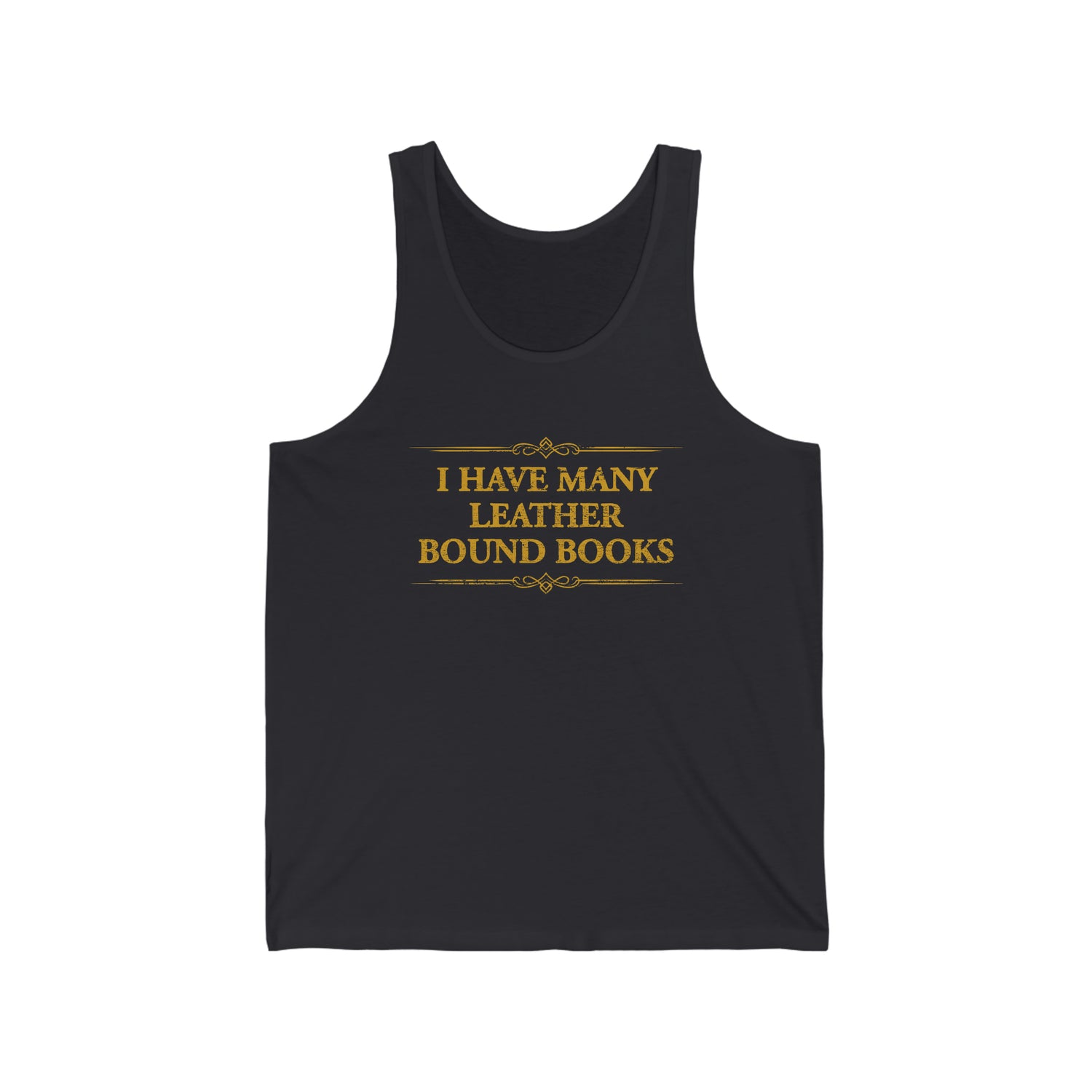 MANY LEATHER BOUND BOOKS UNISEX TANK