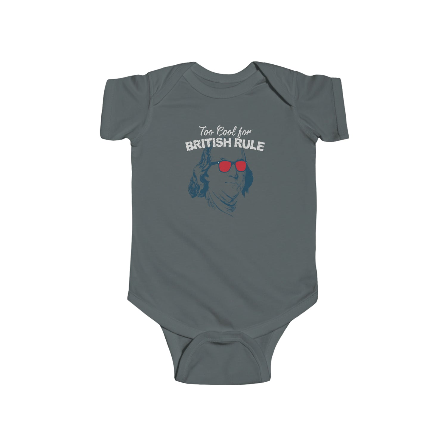 TOO COOL FOR BRITISH RULE BABY BODYSUIT