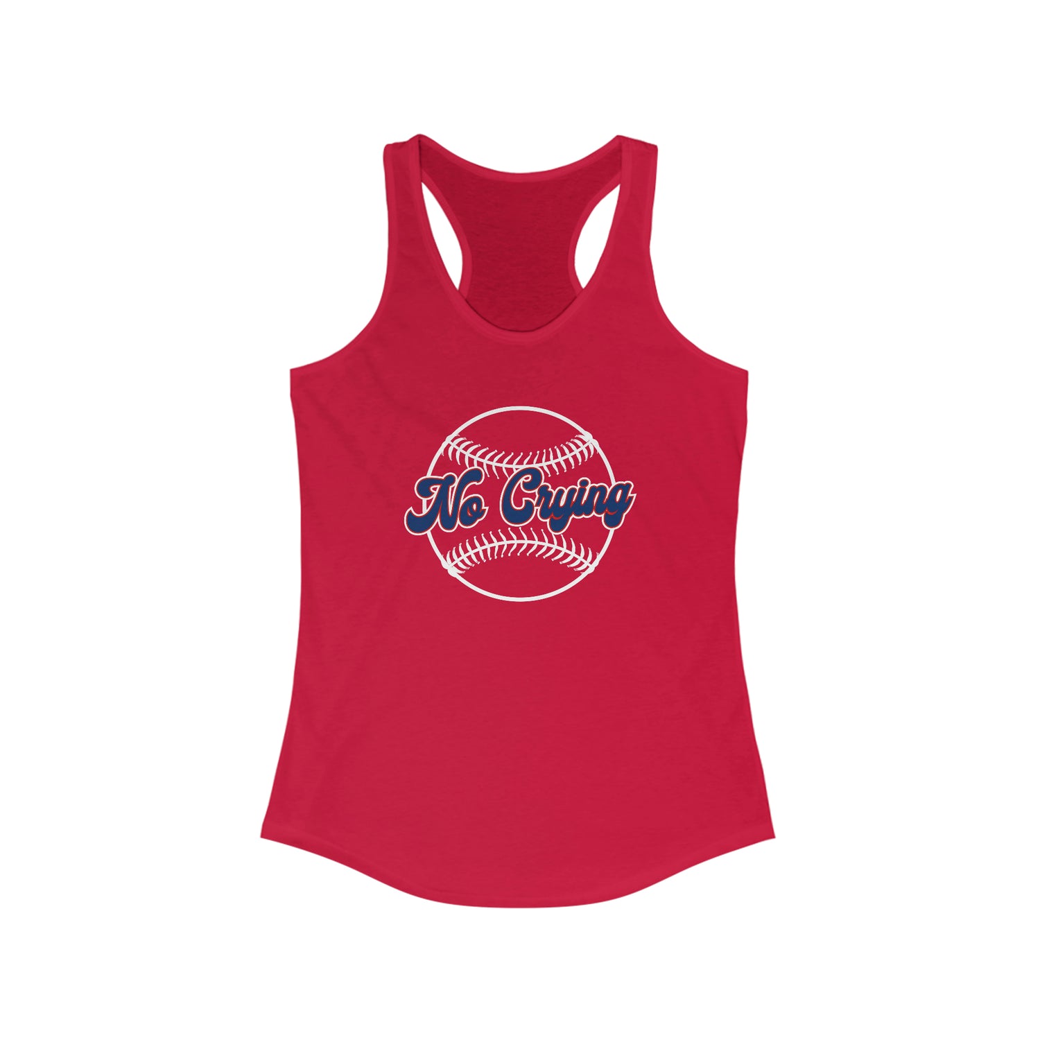 NO CRYING IN BASEBALL Women's Racerback Tank Top
